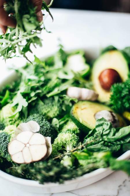 green leafy vegetables and avocado salad